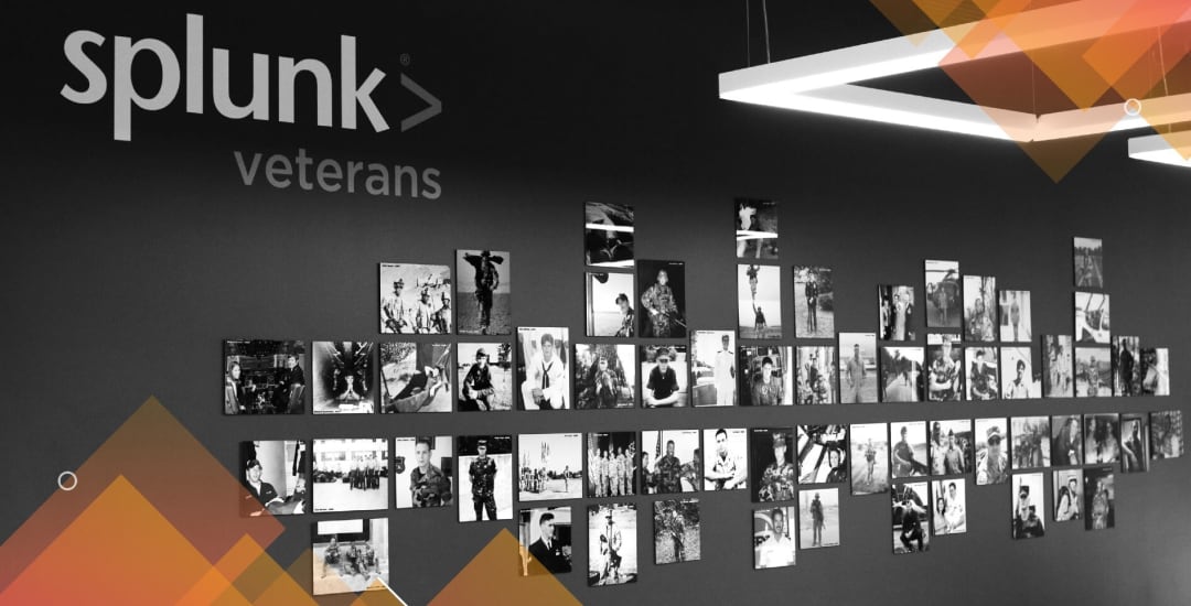 Le mur des vétérans dans l’un de nos bureaux, sur lequel sont affichées des photos des Splunkers lors de leur service en tant que réservistes.