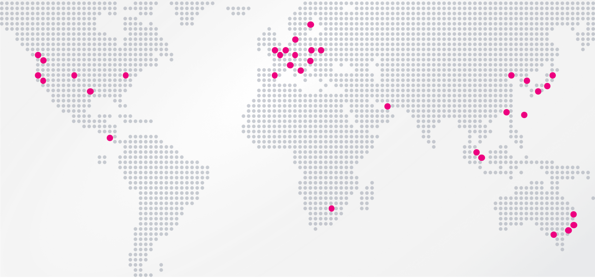 世界に広がるSplunkのオフィスを示す地図。北米、ヨーロッパ、中東、アフリカ、アジア、オーストラリアに位置する30を超える世界のオフィスが赤い点で示されている。