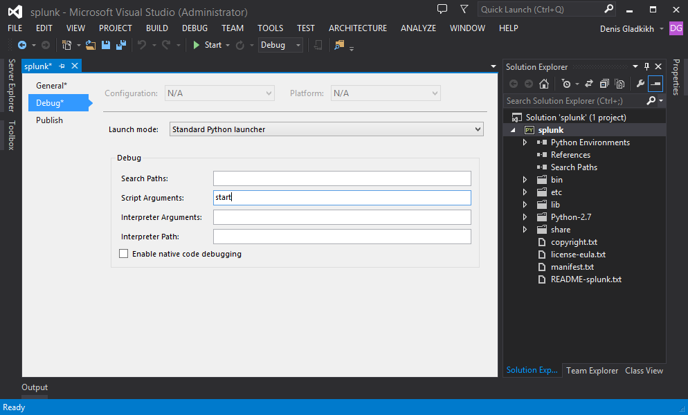 Project Properties - Debug