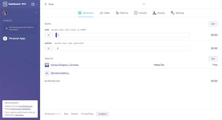 Heroku Dashboard