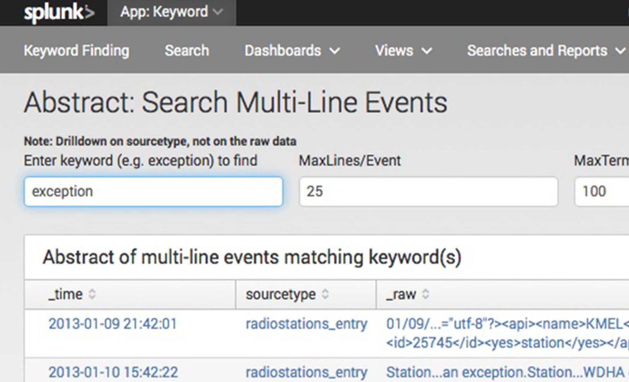 Splunk Keyboard Abstract Form Search