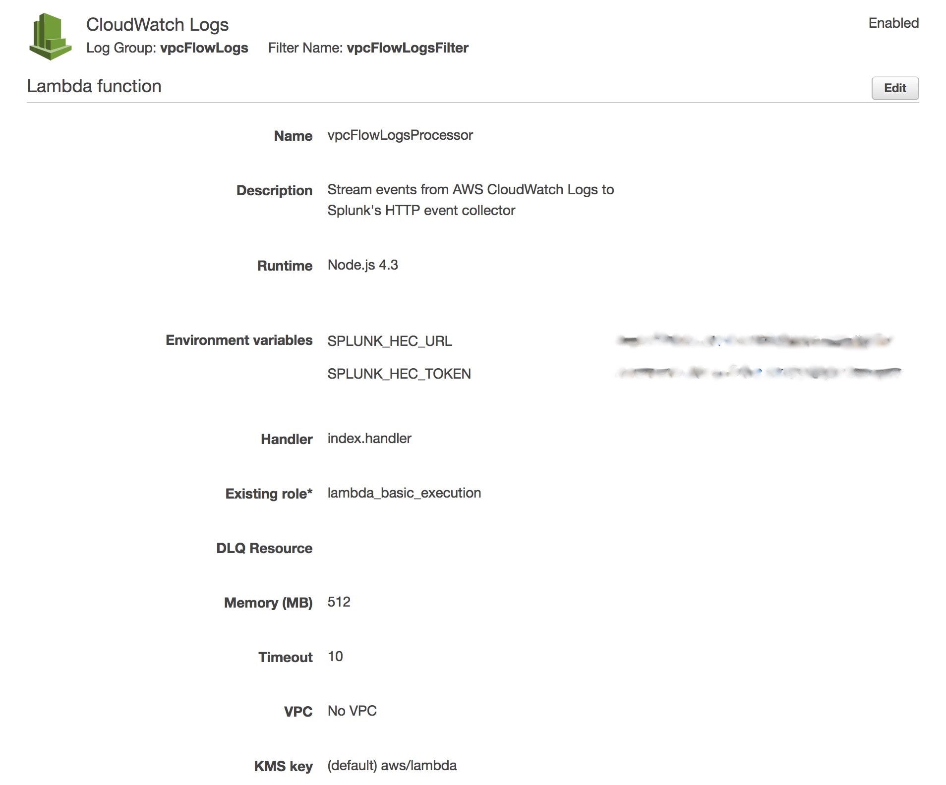 Review Lambda function settings