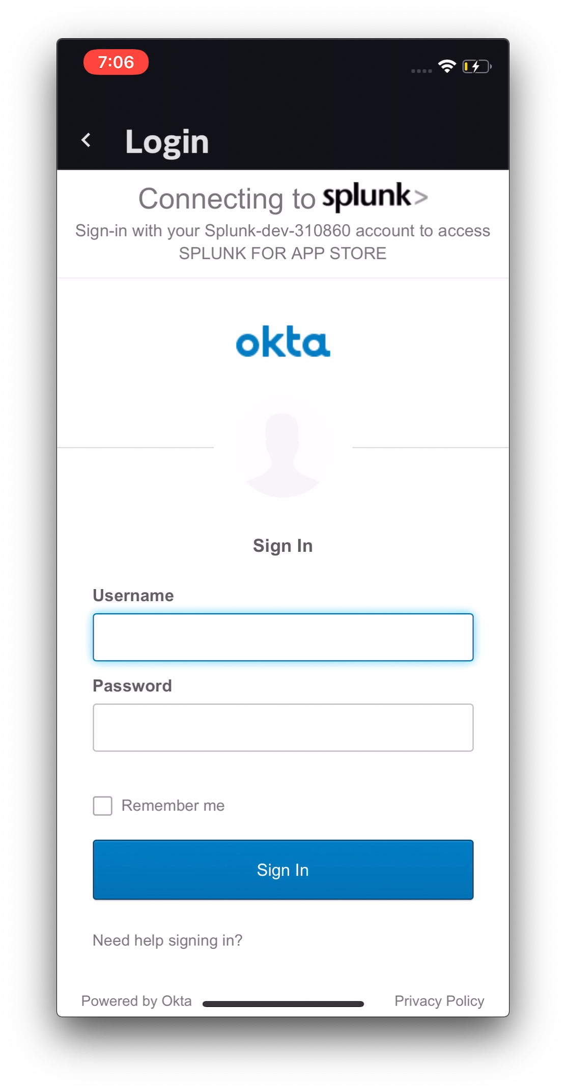 Splunk Mobile Okta