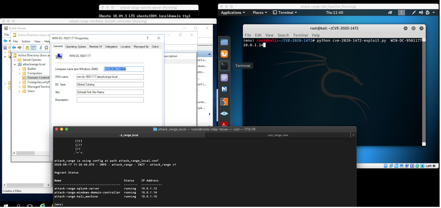 Detecting CVE-2020-1472 using Splunk Attack Range