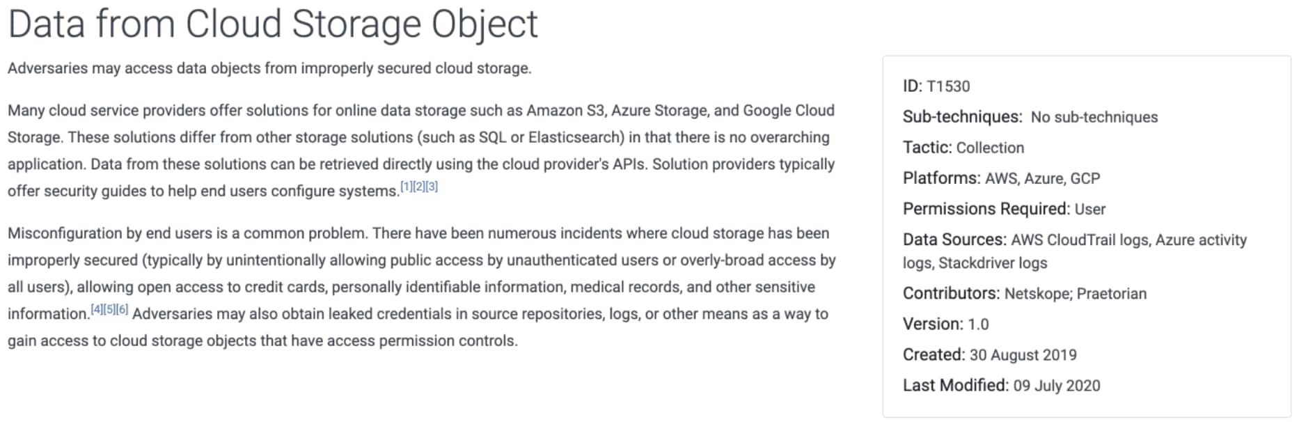 Data from cloud storage object