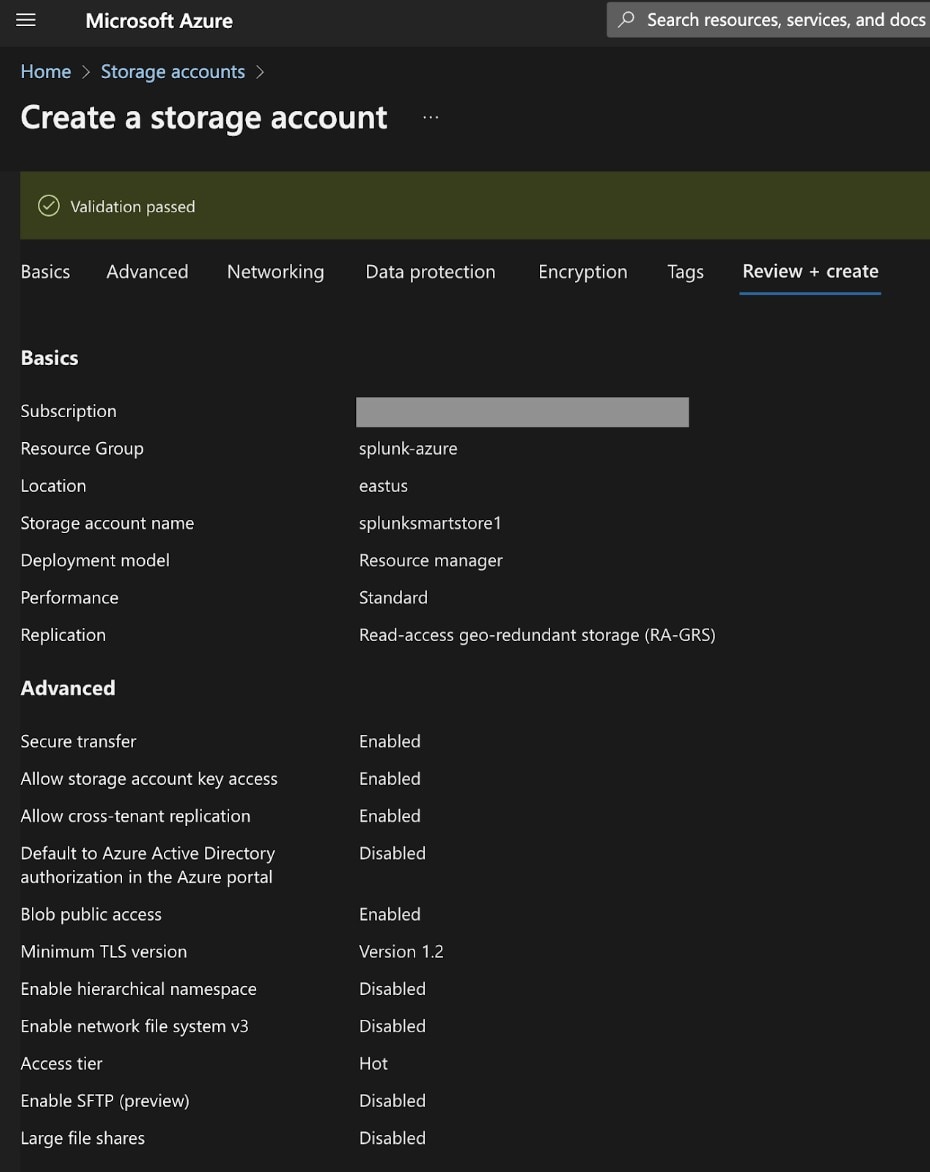 Creating a Microsoft Azure storage account