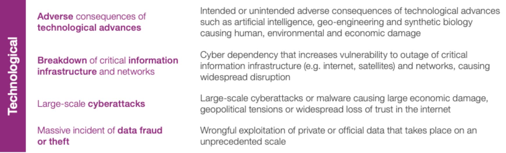 WEF technological risk categorization