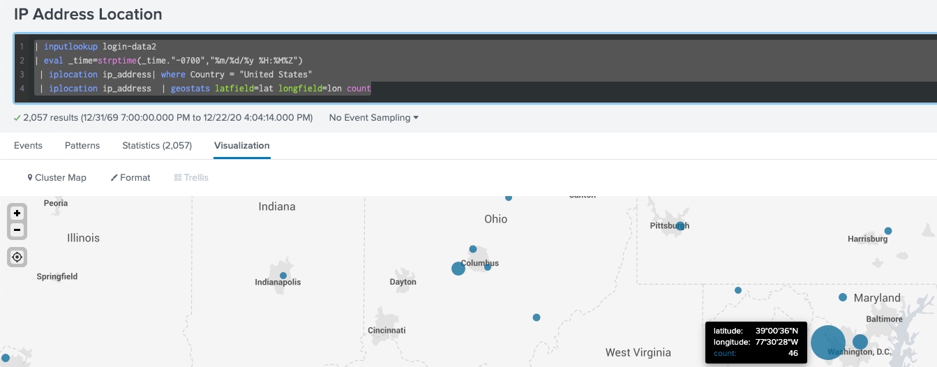 Splunk - Detecting Unemployment Fraud - IP GEOLOCATION