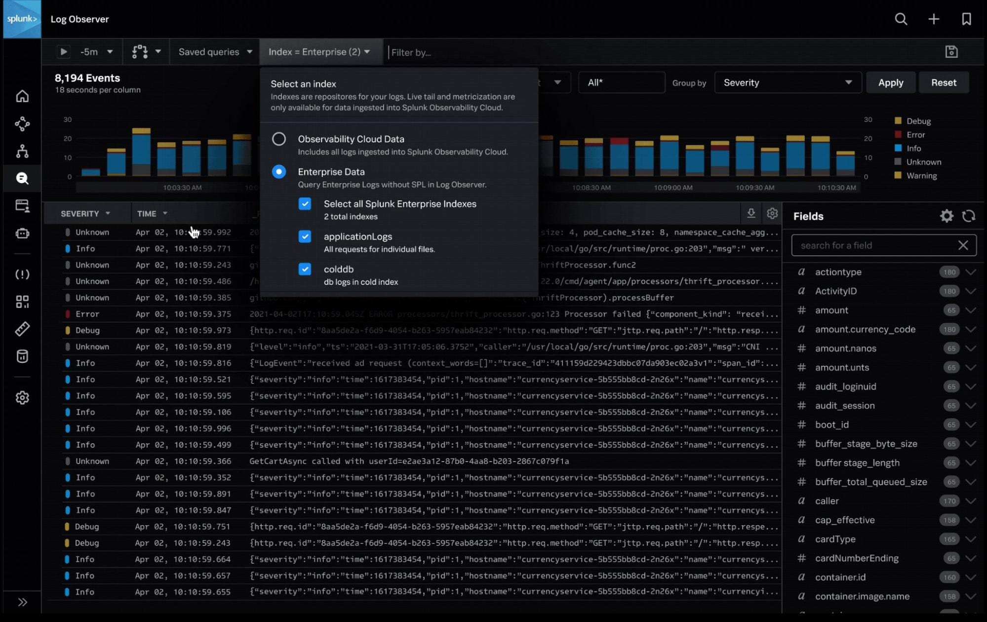  l’intégration de Splunk Observability dans Splunk Enterprise via Splunk Log Observer