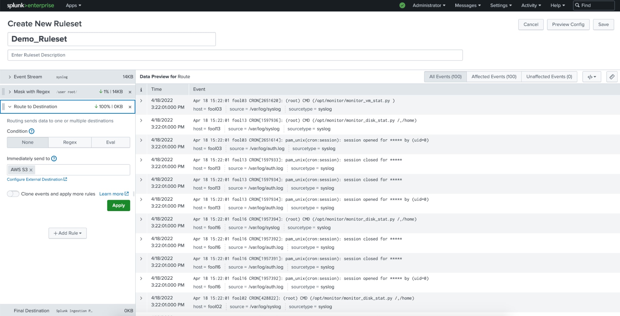 Routage Ingest Actions vers S3