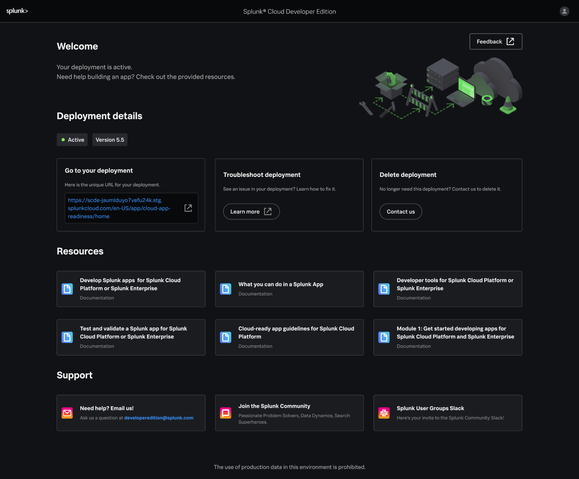 Splunk Cloud Developer Edition