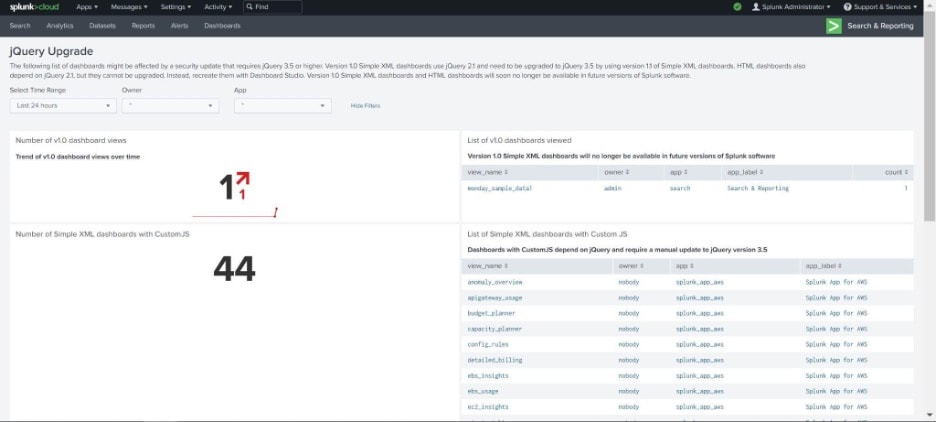 jQuery Upgrade Dashboard