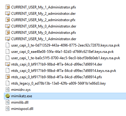 Mimikatzでディスクに書き出されたファイル