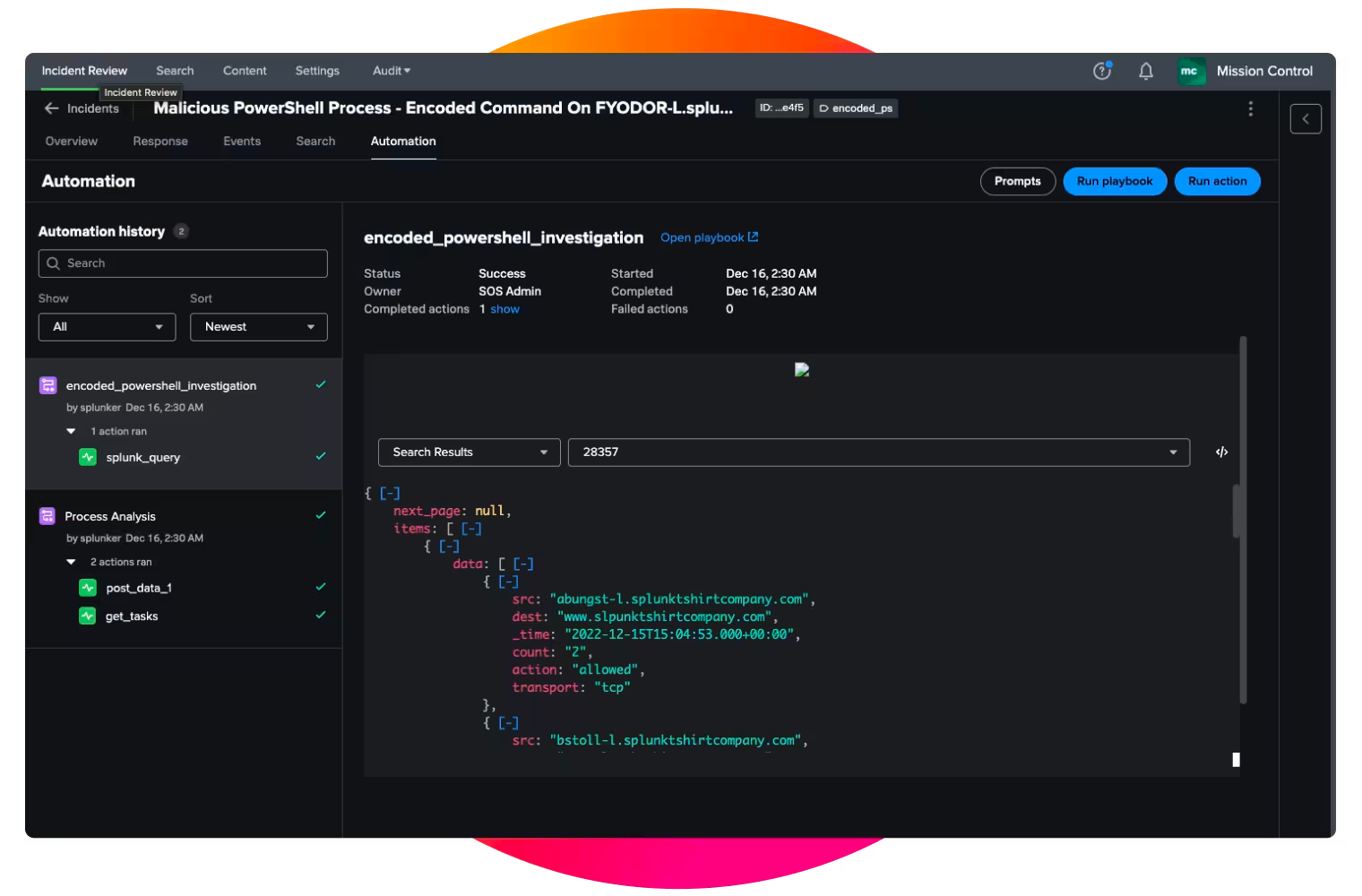 Splunkサーチクエリーの組み込み