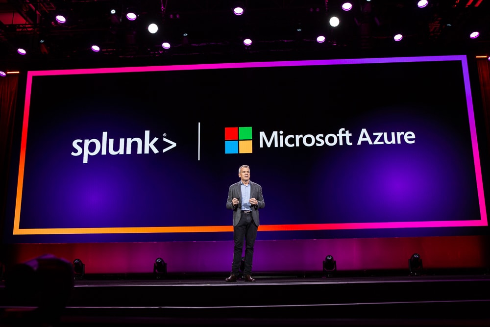 SplunkとMicrosoft社の戦略的パートナーシップ発表の様子