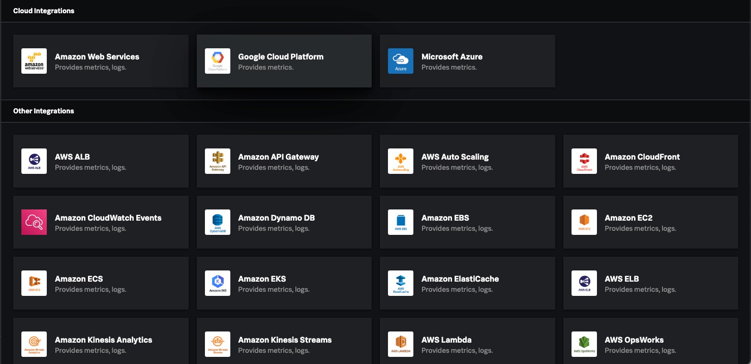 AWS integrations from the Splunk Observability Cloud Data Management user interface