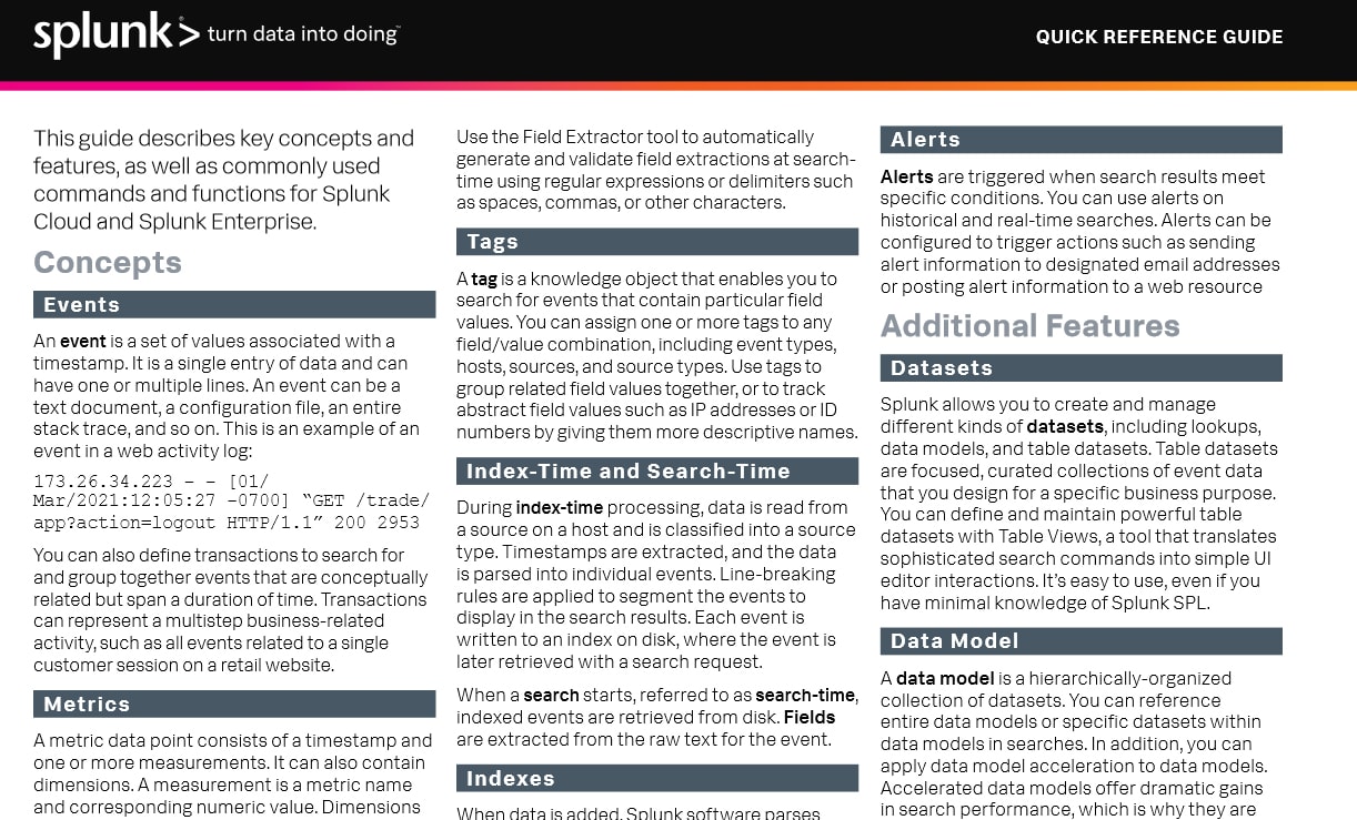 Splunk Cheat Sheet: Query, SPL, RegEx, & Commands