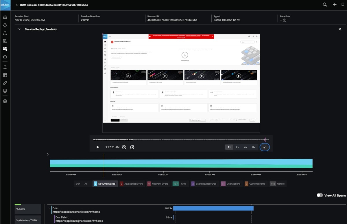 Splunk RUM Session Replay