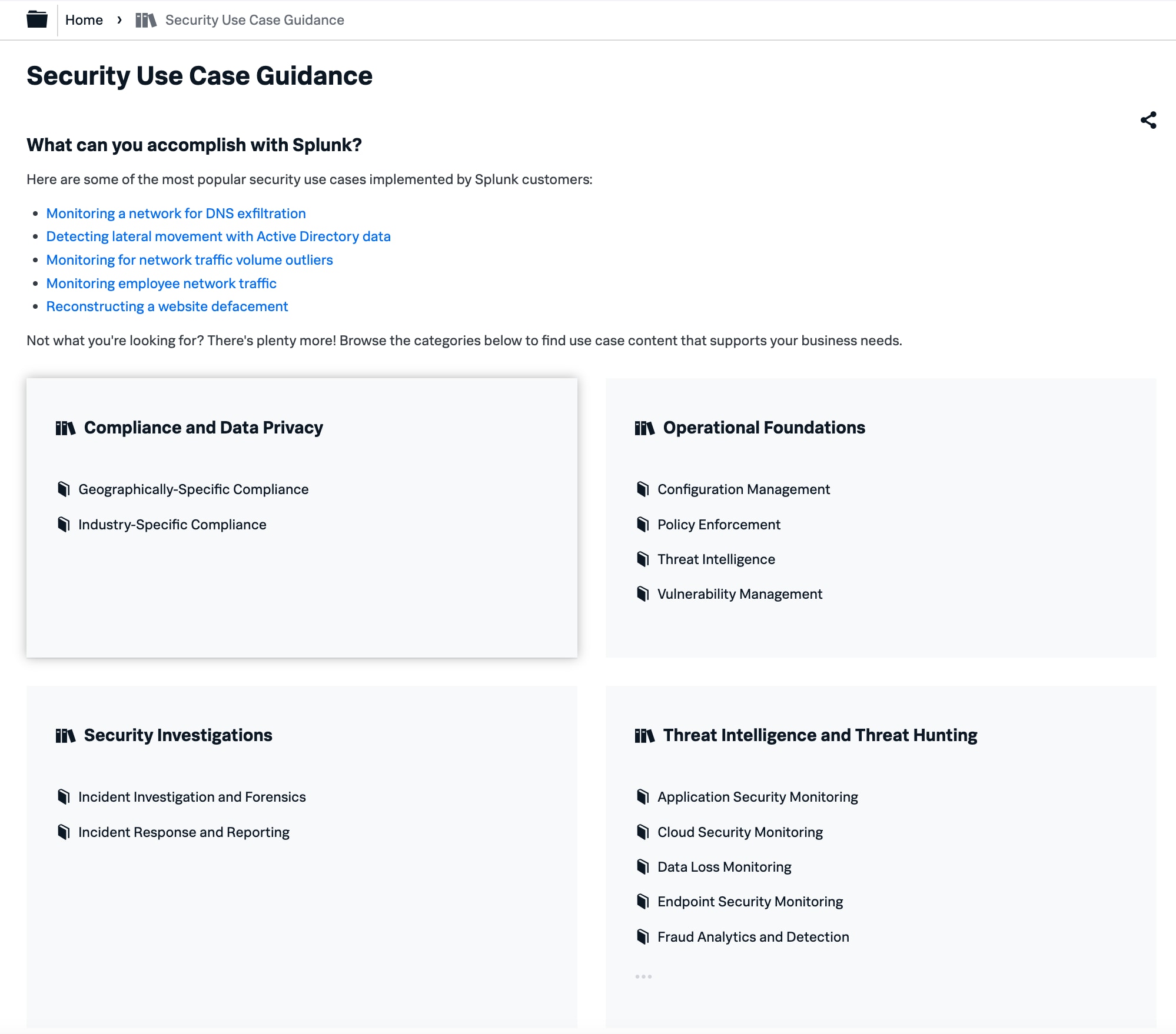 Security Use Case Guidance