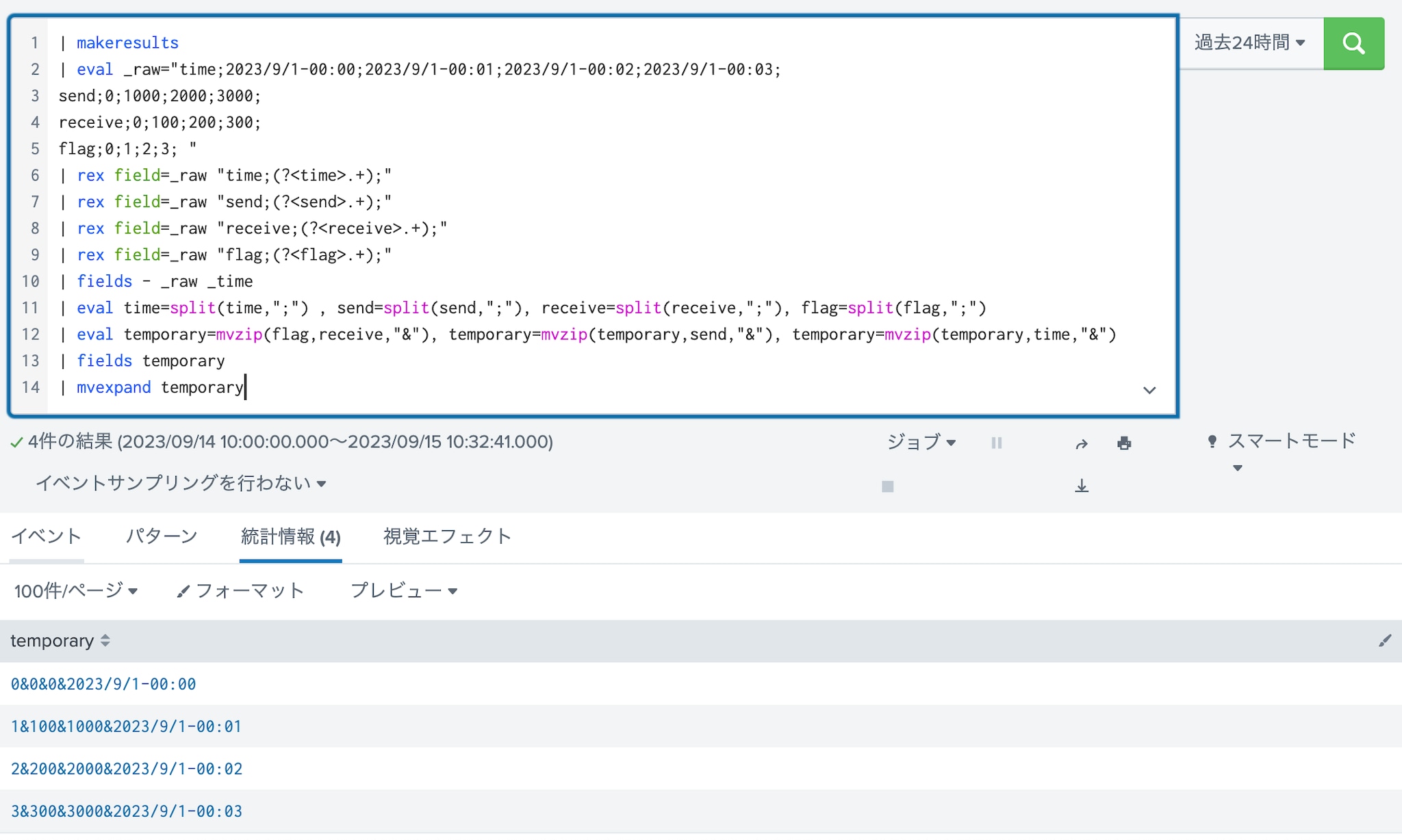 fieldsコマンド