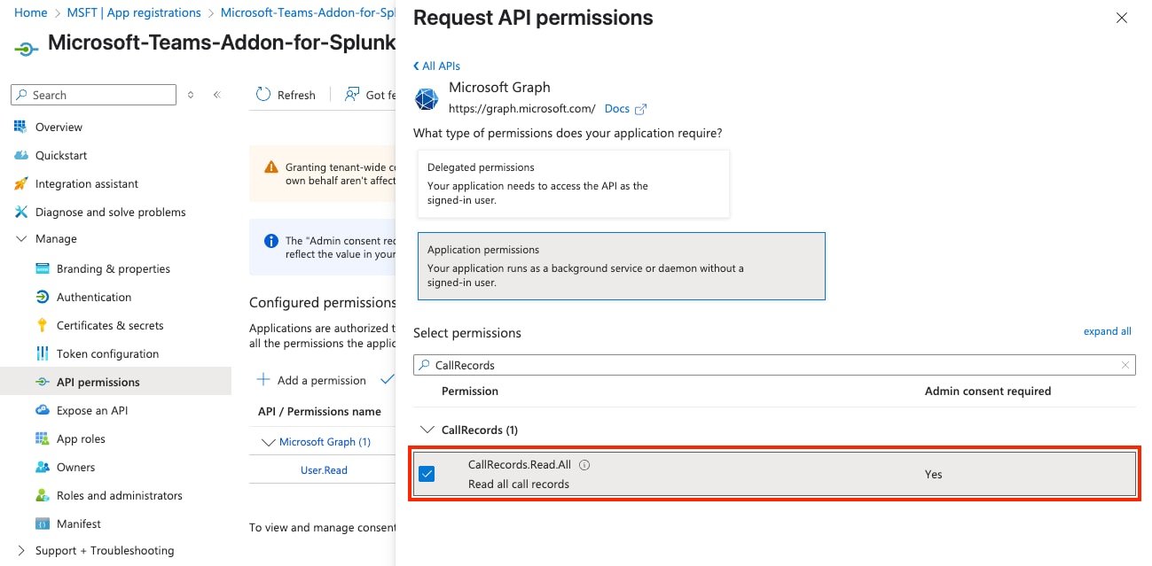 Request API permissions