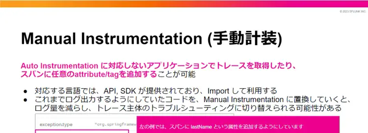 Manual Instrumentation (手動計装)