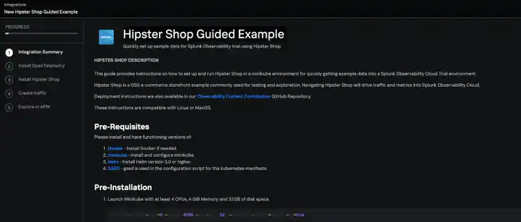 Splunk Observability Cloudの統合環境で利用できるHipster Shop Guided Example