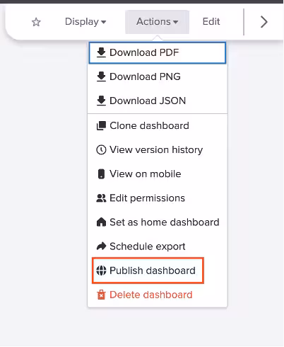 Publish dashboard