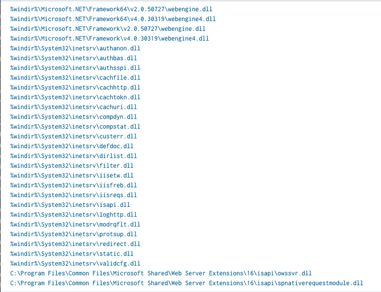 SharePoint 2019に読み込まれたIISモジュール