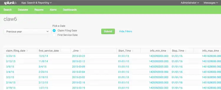 Splunk finished time picker start button