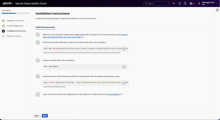Installation Instructions 画面