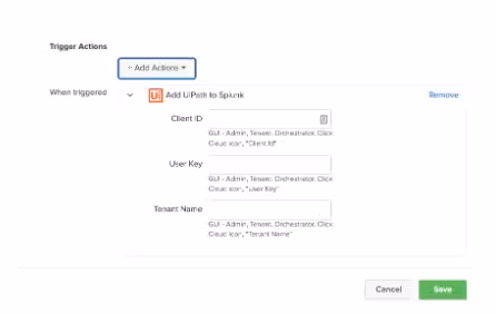 UiPath APIのアラートアクション