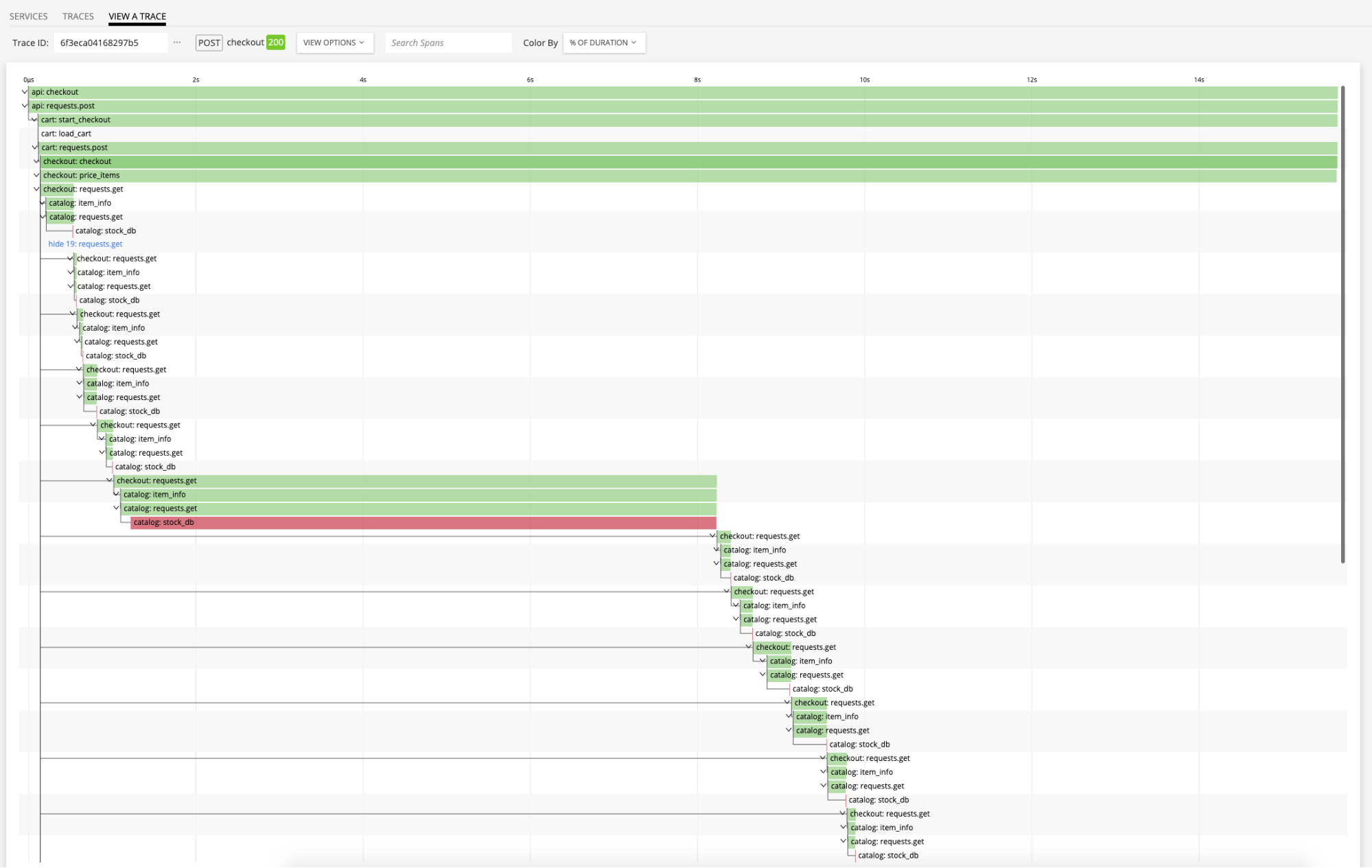 viewing application traces