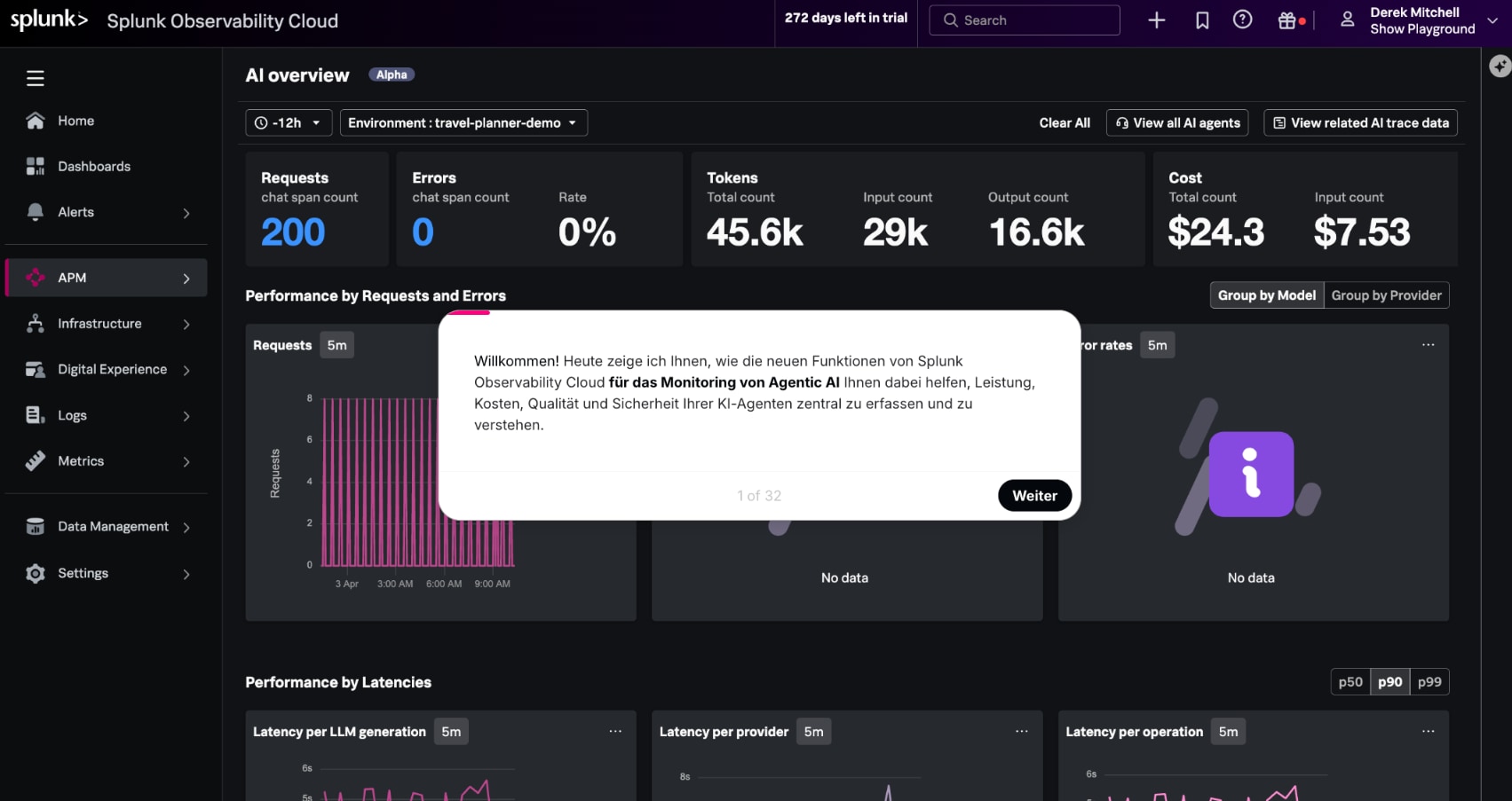 Geführte Produkt-Tour zu Splunk Agent Observability