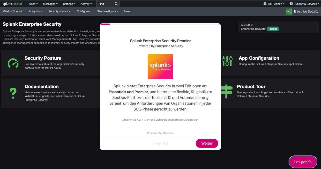 Produkt-Tour: Splunk Enterprise Security Premier
