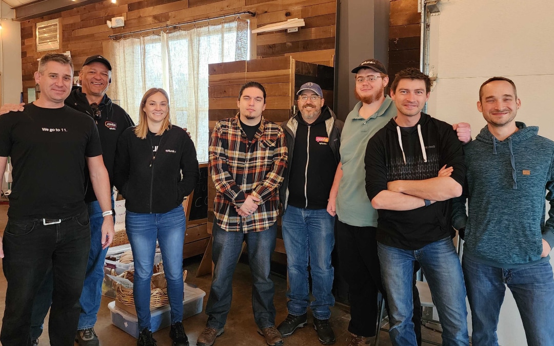 A team of Splunkers in the Boulder office gather for an event.