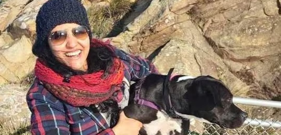 Asmita Puri, Principal Software Engineer at Splunk with her dog out in nature.