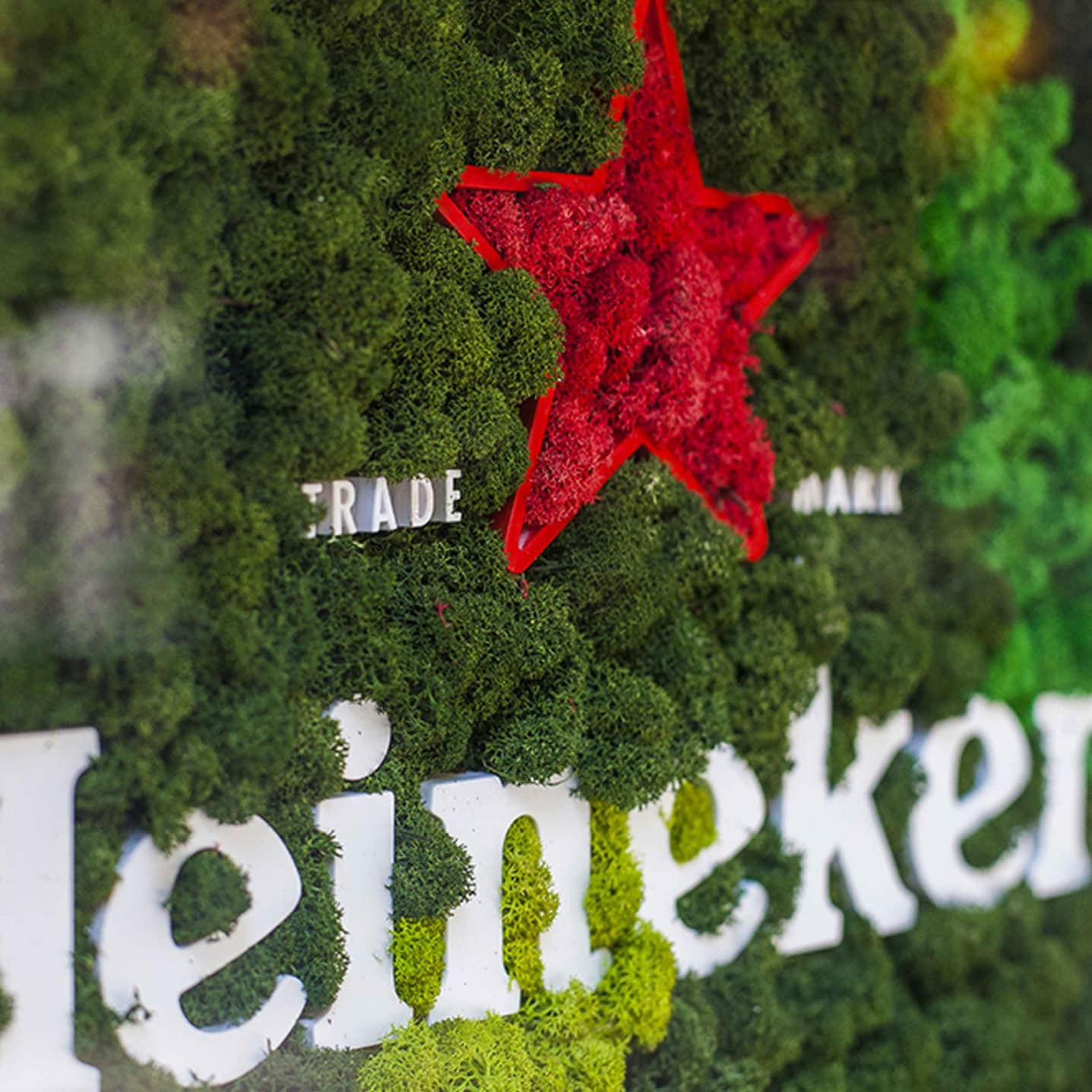 Heineken’s plant-lined living wall signifies the company’s commitment to sustainability