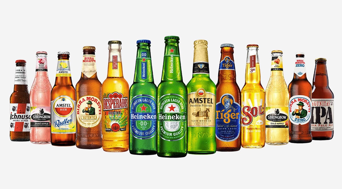 Heineken 브랜드는 Amstel, Tiger, Sol, Lagunitas, Desperados 외 다수 있음