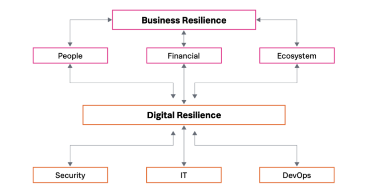 business resilience and digital resilience connected in a flowchart