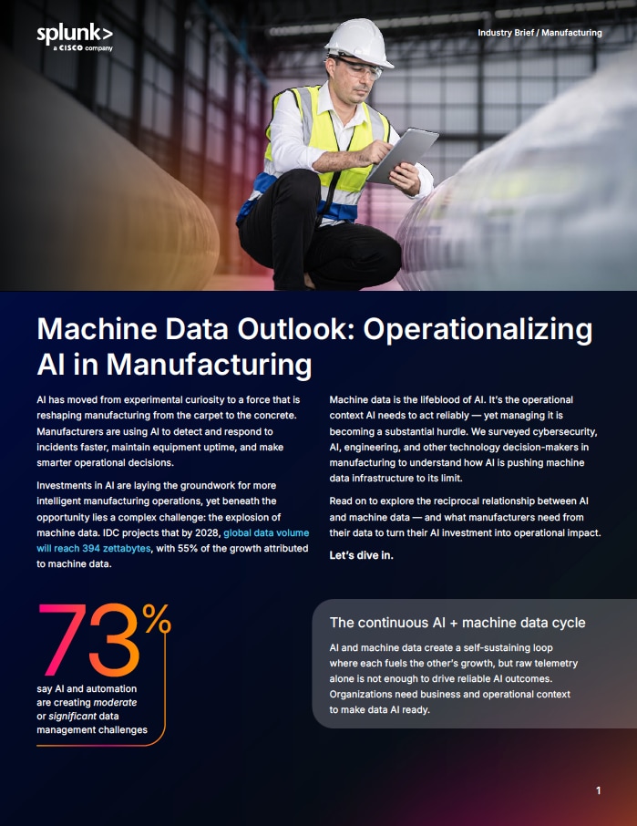 Machine Data Outlook:   Operationalizing AI in Manufacturing 