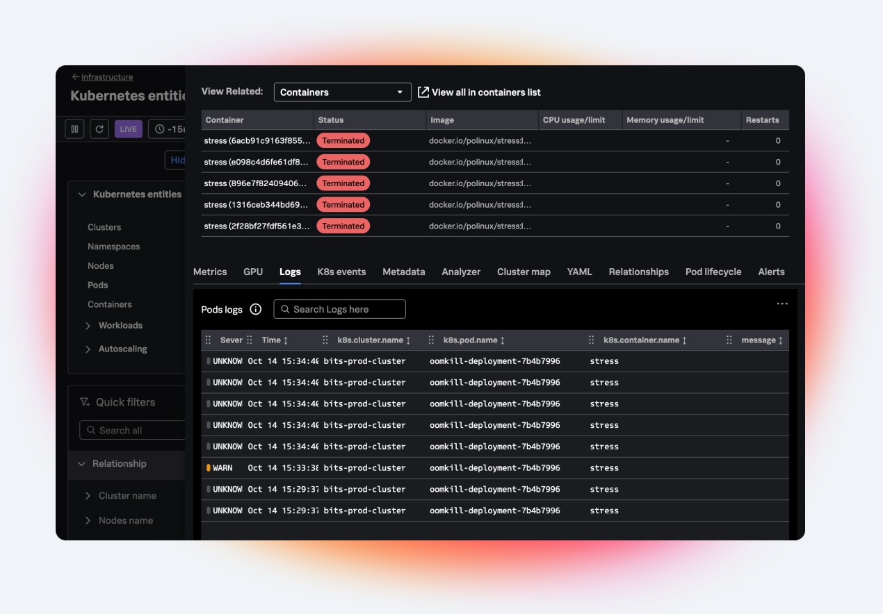 Splunk Observability Cloud showing logs, metrics, and traces in one troubleshooting workflow