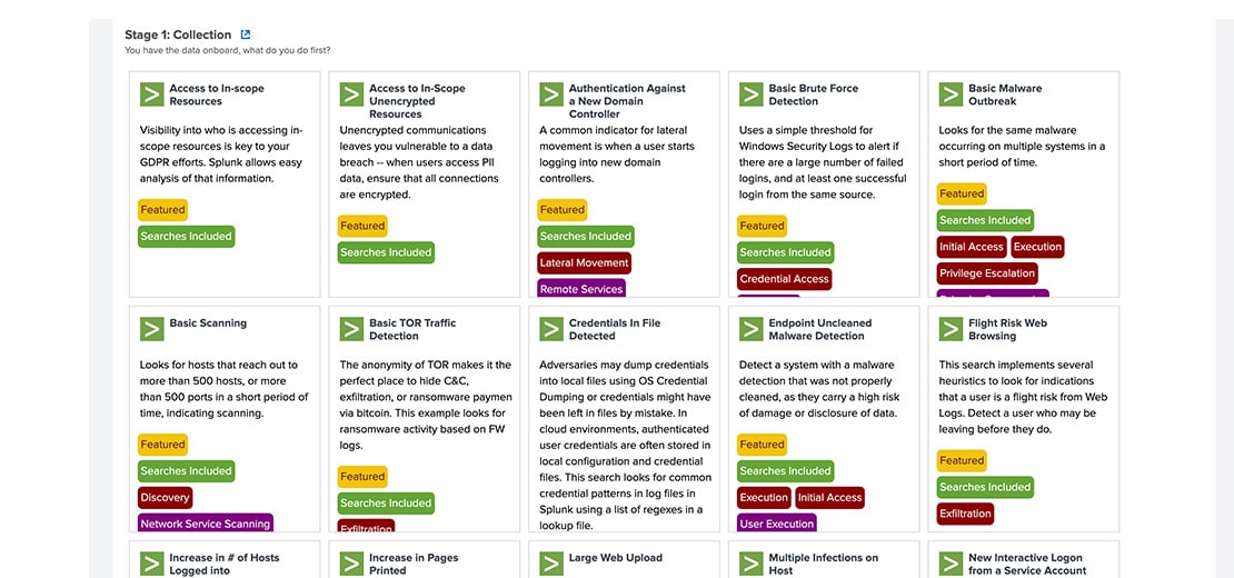 tableau de bord security essentials