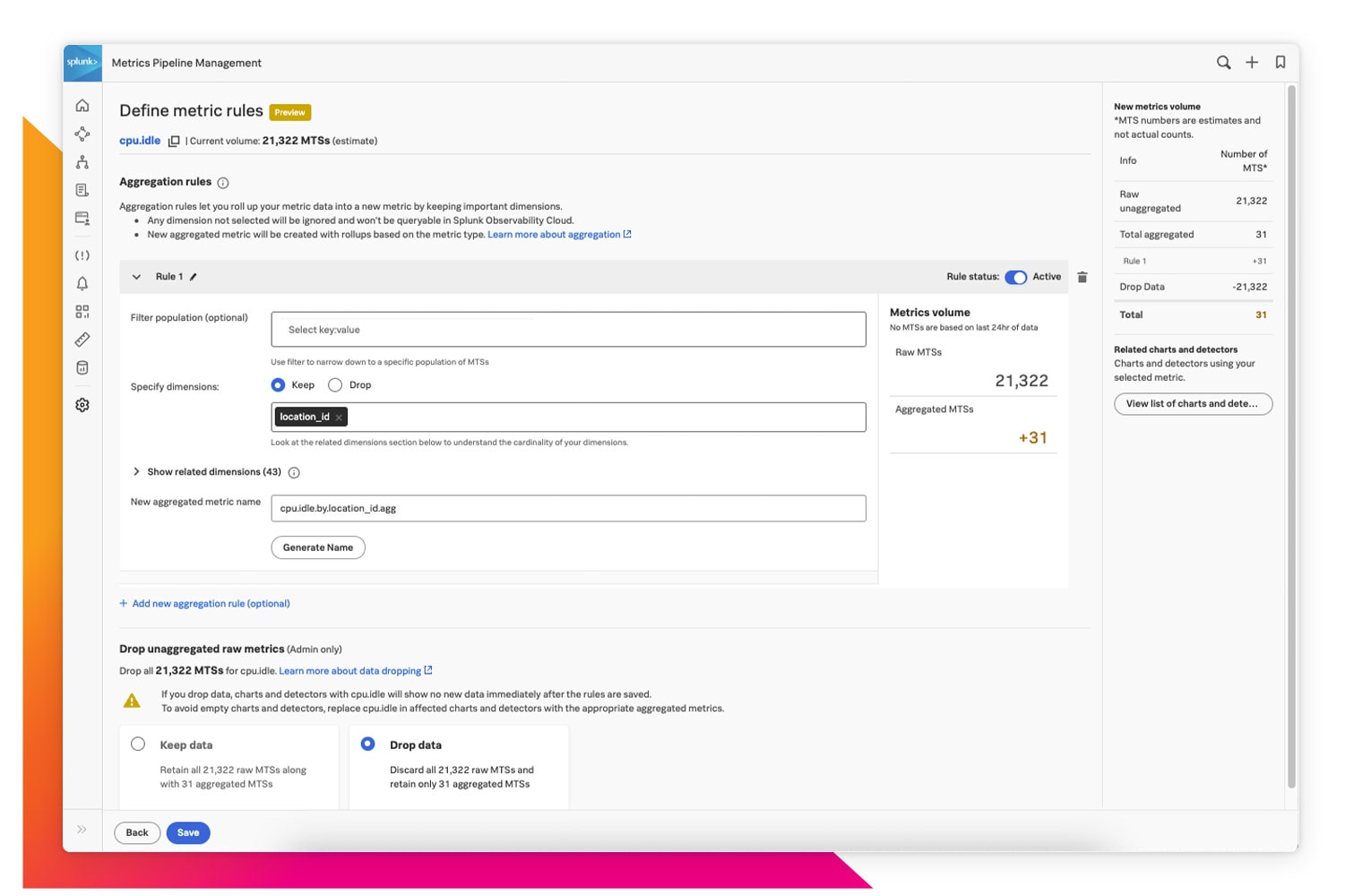 Metrics Pipeline Managementダッシュボード