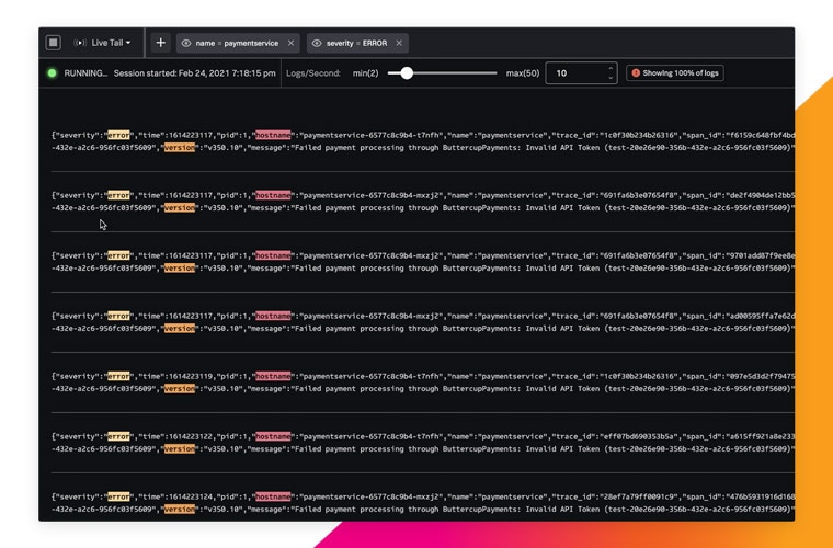 debug in prodution with live tail