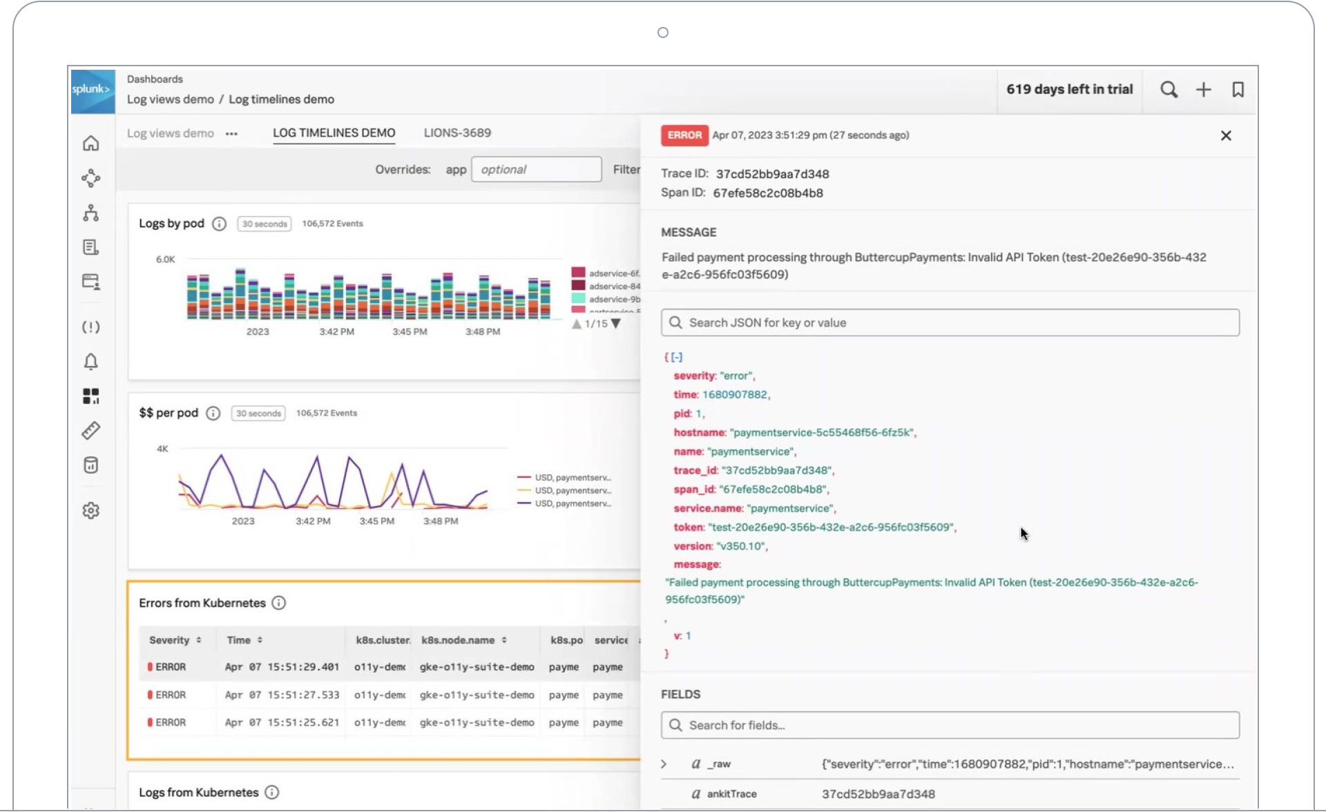 log timelines