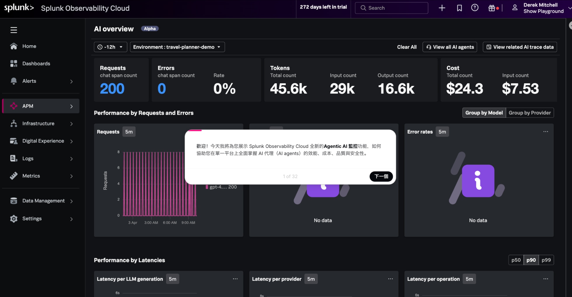 Splunk Agent Observability 引導式產品導覽